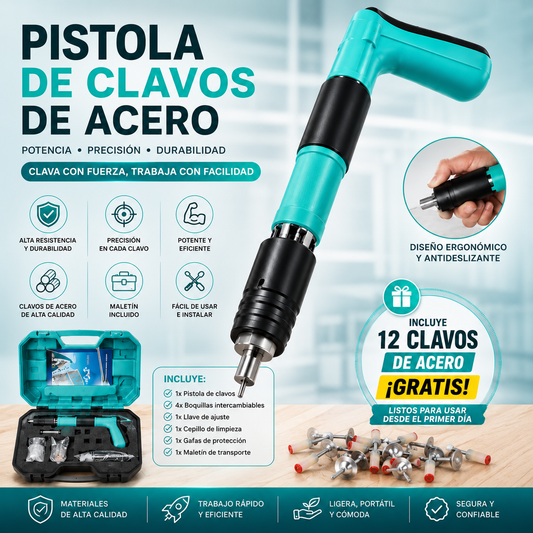 PISTOLA DE CLAVOS DE ACERO